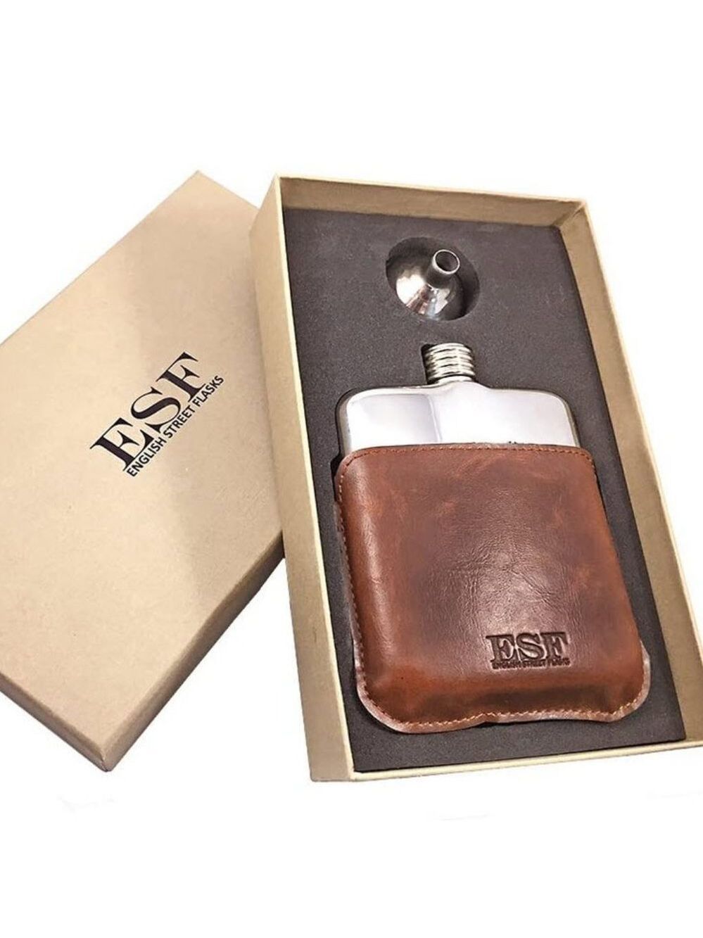Stainless Steel 6oz Flask in vegan Leather Holster - Picture 3 of 8